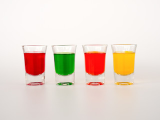 Colored glass on white background.