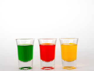Colored glass on white background.