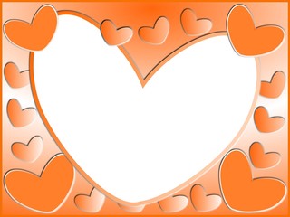 オレンジ　ハートフレーム
