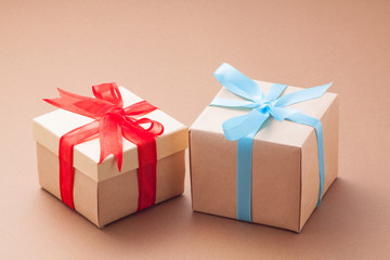Obraz premium 2個のギフトボックス 赤と青