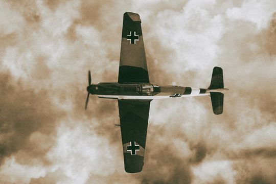 German ME109 fighter plane of WW2 . Photo Style Illustration