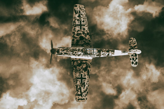 German ME109 fighter plane of WW2 . Photo Style Illustration