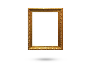 wooden picture frame on white background