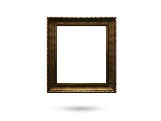 wooden picture frame on white background