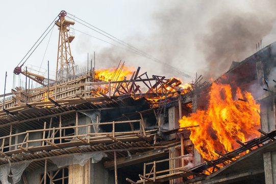 Fireman extinguish fire in homes and buildings