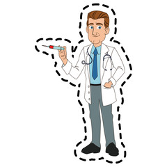 Doctor cartoon icon. Medical health care hospital and emergency theme. Isolated design. Vector illustration