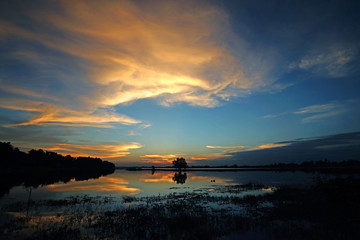 beautiful twilight over the lake