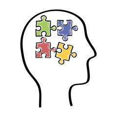 Human head with puzzles inside icon vector illustration graphic design