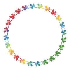 Beautiful floral round frame with gradient fill. 