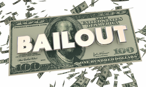 Bailout Financial Crisis Money Cash Falling Word 3d Illustration