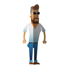 Hipster man cartoon icon. Male avatar person people and human theme. Isolated design. Vector illustration