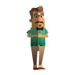 Hipster man cartoon icon. Male avatar person people and human theme. Isolated design. Vector illustration