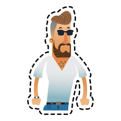 Hipster man cartoon icon. Male avatar person people and human theme. Isolated design. Vector illustration