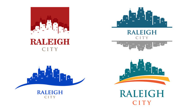 Raleigh City Carolina Cityscape Landscape Skyline Logo Illustration