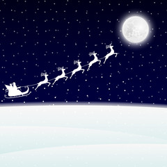 Obraz na płótnie Canvas Santa Claus goes to sled reindeer 