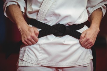 Karate player in black belt