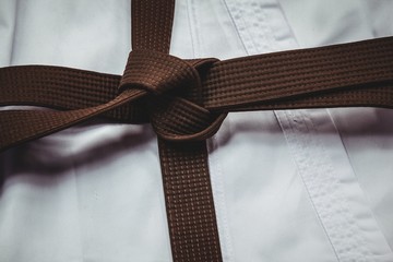 Karate uniform and brown belt