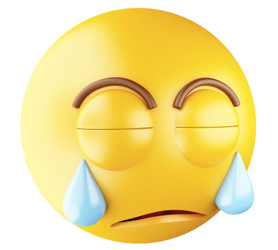 3D Sad emoji crying.