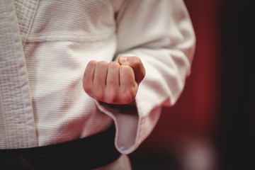 Obraz premium Karate player in black belt