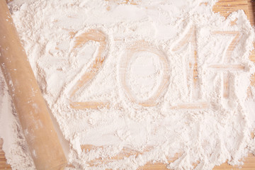 New 2017 year on flour.