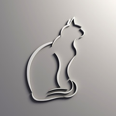 Cat Silhouette in a White Wall. 3D Render Illustration