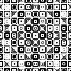 Seamless vector geometrical pattern. Endless black and white background with hand drawn squares. Graphic illustration. Print for cover, fabric, wrapping, background.