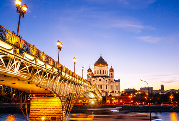 Cathedral of Christ the Saviour and a pedestrian bridge leading