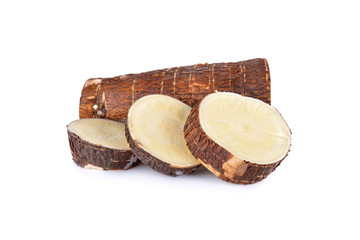 raw cassava isolated on white background