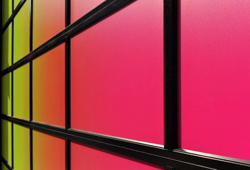 angled colorful garage door surface