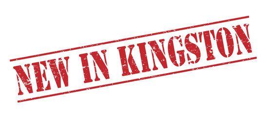 new in kingston red stamp on white background