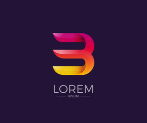 B Alphabet letter logo. Abstract Glossy Colorful logotype vector design template.
