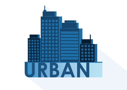 Buildings bluish vector icon logo for your design