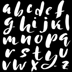 Hand drawn font made by dry brush strokes. Grunge style alphabet