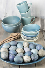 Blue and gray Easter eggs