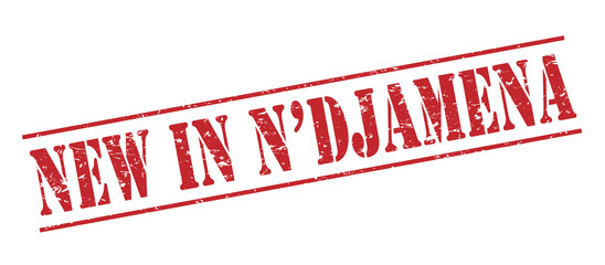 new in n'djamena red stamp on white background