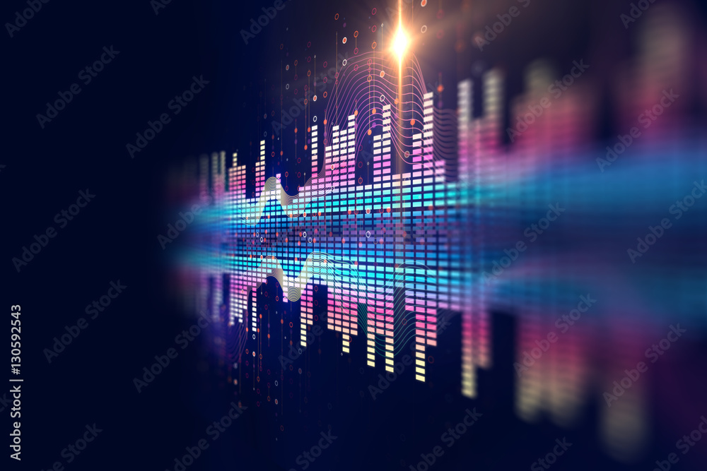 Wall mural audio waveform abstract technology background