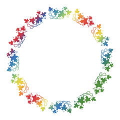 Beautiful floral round frame with gradient fill. 