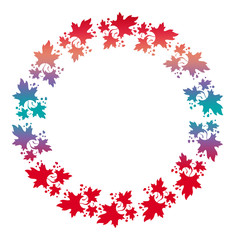 Beautiful floral round frame with gradient fill. 