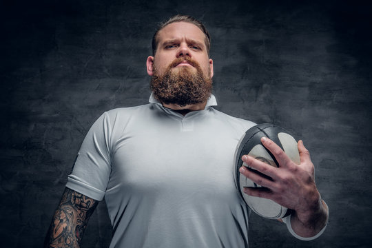Bearded rugby player.
