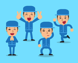 Cartoon technician character poses
