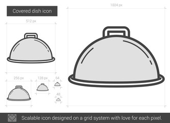 Covered dish line icon.