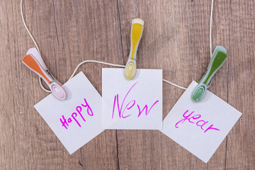 text happy new year on desk