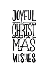 Merry Christmas Retro Vector Poster. Black and White Monochrome Design. Ink Hand Drawn Calligraphy Template for Winter Holidays.