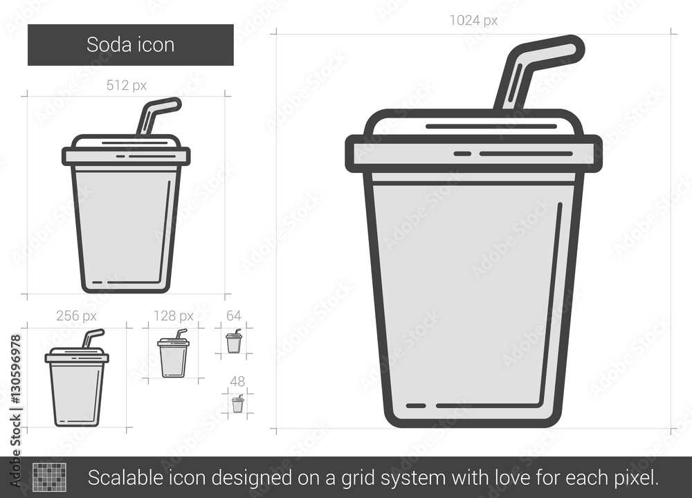 Sticker soda line icon.