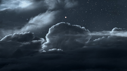 Ciel nocturne nuageux avec des étoiles