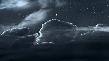 Deurstickers Bewolkte nachtelijke hemel met sterren © Zacarias da Mata