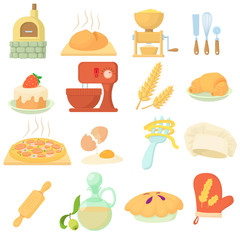 Bakery icons set. Cartoon illustration of 16 bakery vector icons for web