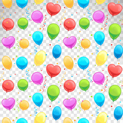 Balloons seamless pattern with transparent background vector illustration