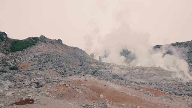 Mt.Iou,Iouzan,in Akan National Park,Hokkaido,Japan,Filmed in 4K