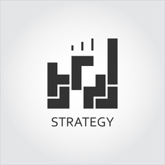 Black flat vector icon strategy or plan solution as game